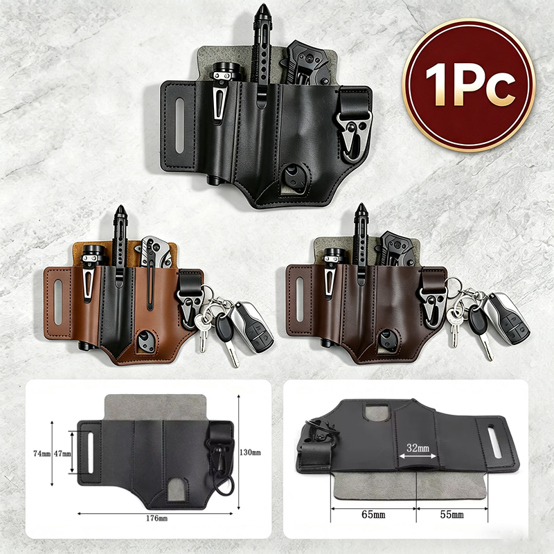 Edc Carry Pocket Pouch - EDC PU Leather Tool Pouch Multitool