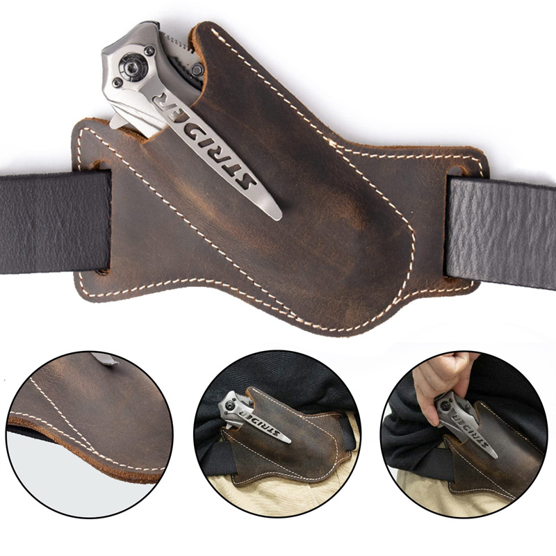 Leather Folding Knife Sheath,  - Edc Carry Pocket Pouch review and price